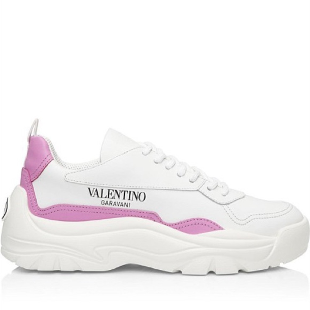 Valentino Garavani Gumboy 38.5 White & Pink Platform Leather Sneaker